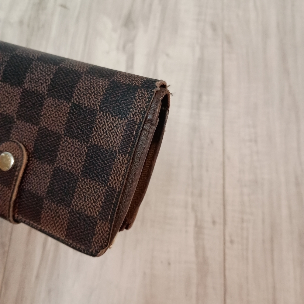 LOUIS VUITTON KISSLOCK DAMIER EBENE CANVAS CANVAS LEATHER BIFOLD WALLET - Picture 6 of 15